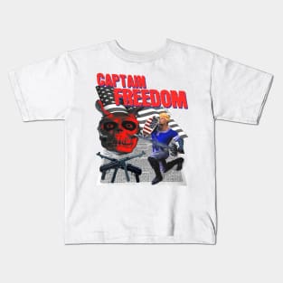 Captain Freedom Off Brand Parody Boot Knock Off Funny Meme Super Hero Kids T-Shirt